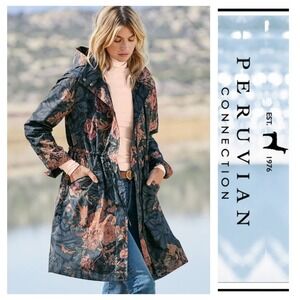 Peruvian Connection Floral Mercer Island Anorak Jacket Detachable Hood L